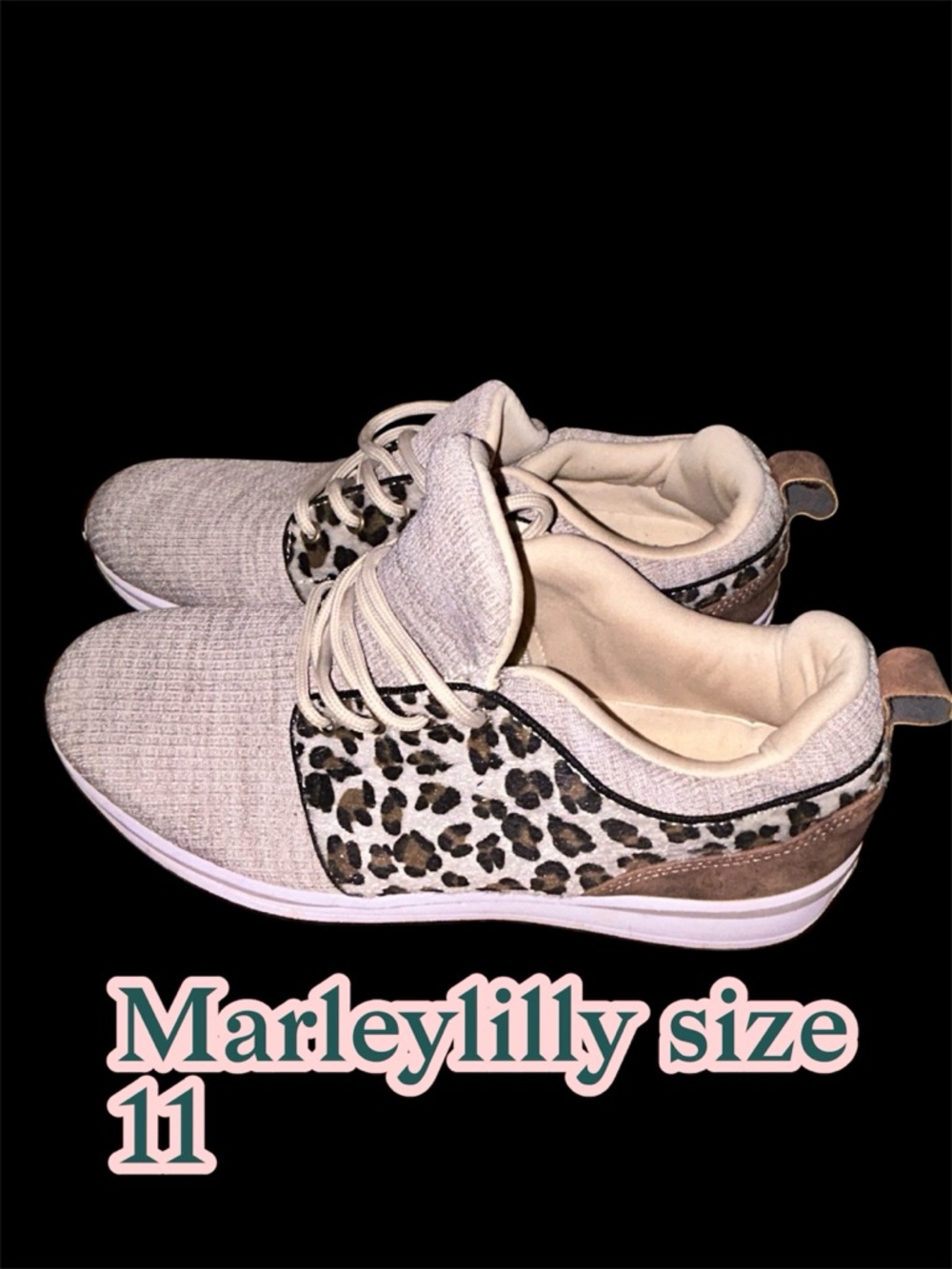Marleylilly Animal Print Low Top Sneakers Size 11 Neutral Tan & Cheetah Pattern